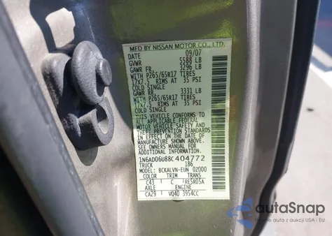 2008 Nissan Frontier Le from USA, damaged, VIN 1N6AD06U88C404772